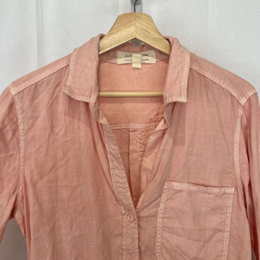 CLOTH & STONE Shirttail Button Down Shirt Long Sleeve Tencel Pink Size S - Picture 4 of 9